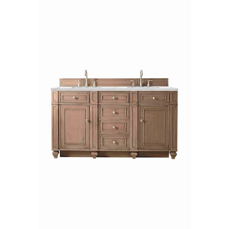 James Martin Vanities Bristol 60'' D Vanity, Whitewashed Walnut w/ Ethereal Noctis Silestone Top w/ Wireless Charger 157-V60D-WW-FENC