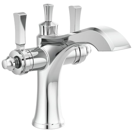 Delta Monoblock Bathroom Faucet, Single Hole, Two Handle, Chrome, 1.2 gpm, 5-1/4 in Spout Reach 856-DST