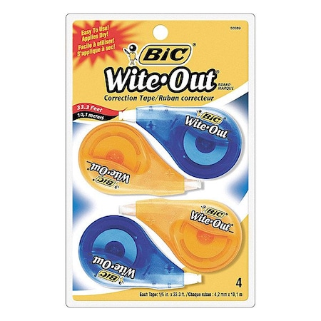 Bic Correction Tape, White, PK4 BICWOTAPP418