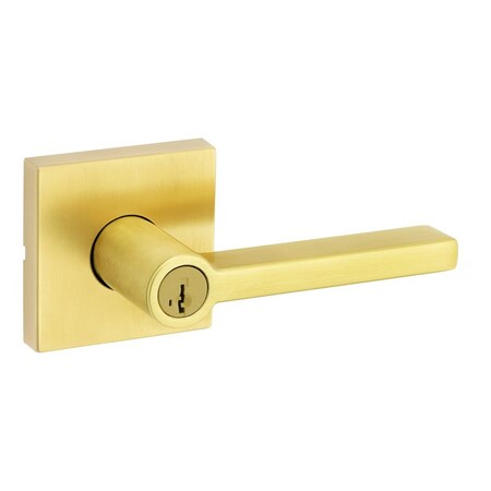 Kwikset Halifax Lever with Square Rose Entry Door Lock SmartKey with 6AL Latch and RCS Strike Satin 740HFLSQT-4S