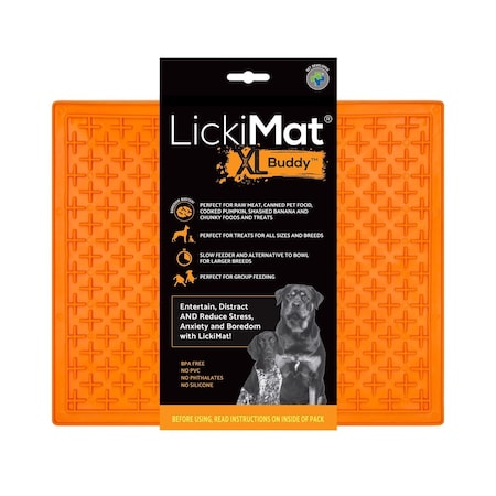 Lickimat Buddy Orange Rubber XL Slow Feeder For Dogs LM9963OR-DR