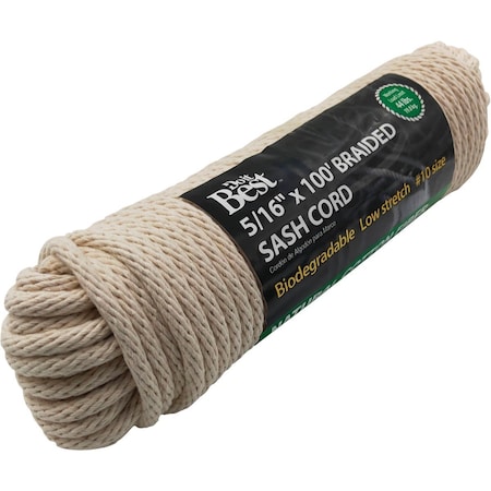 Do It Best 5/16'' x 100 Ft. White Solid Braided Cotton Sash Cord 218865