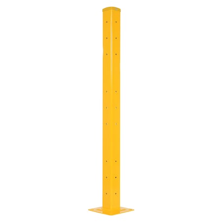 Vestil Steel Rigid Tube Post Bolt On Style 53.875 In. For 3 Ribbed Bolt On Style Guard Rails Yellow GR-F3R-BO-TP60-YL