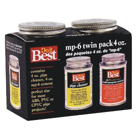 Do It Best MP-6 Pipe Cleaner & PVC Cement Kit, 2 4 Oz. Cans 19522
