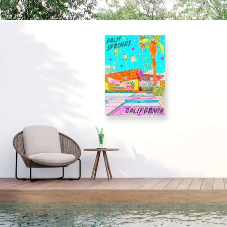 Trademark Fine Art Outdoor Canvas Art Jess Stempel Palm Springs Crayon Wall Art for Patios, or Gardens GRL01765-OC1824WR