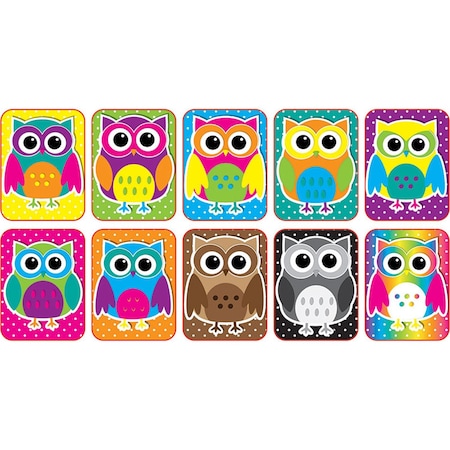 Ashley Productions Non-Magnetic Mini Whiteboard Erasers, Color Owls, 10PK 78007