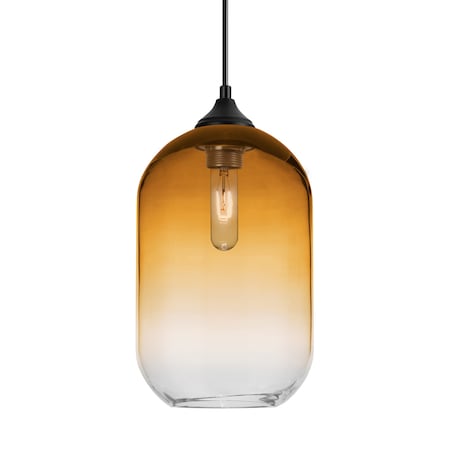 Besa Lighting Besa Omega 12 Outdoor Pendant, Amber/Clear, Black Finish, 1x 60W MAX E26 Base OP-OMEGA12AM-BK