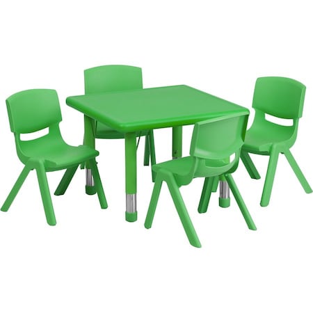 Flash Furniture Square Activity Table, Plastic, Steel, Green YU-YCX-0023-2-SQR-TBL-GREEN-E-GG
