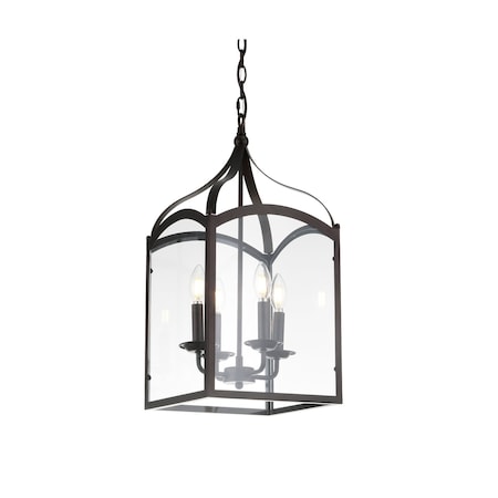 Jonathan Y Ruth 11" 4-light Traditional Classic Lantern Metal/Glass LED Pendant, Oil Rubbed Bronze JYL7403A