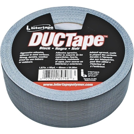 Intertape Duct Tape, 60 yd L, 188 in W, PolyethyleneCoated Cloth Backing, Black 20C-BK2