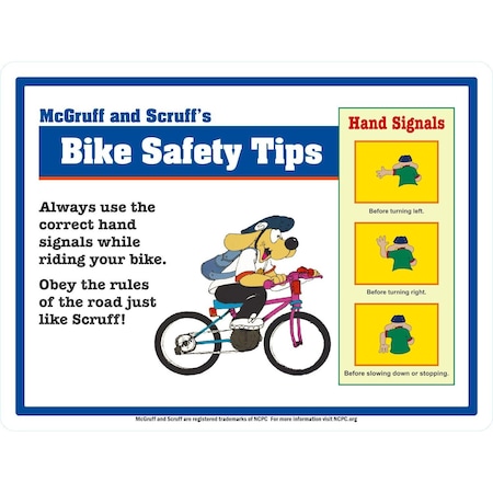 Lyle Bike Safety Tips (Hand Signals), 10x7, Non-Reflective, White G-1870-PL_10x7