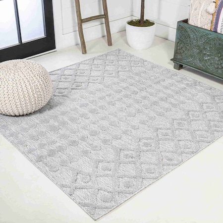 Jonathan Y Peralta Moroccan Diamond Light Gray 5 ft Square Indoor/Outdoor Area Rug IBZ103C-5SQ