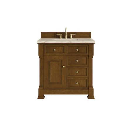 James Martin Vanities Brookfield 36" Single Vanity, Honey Oak, w/ 3 CM Tajnar Eclos Top 547-V36-HNO-3TJR