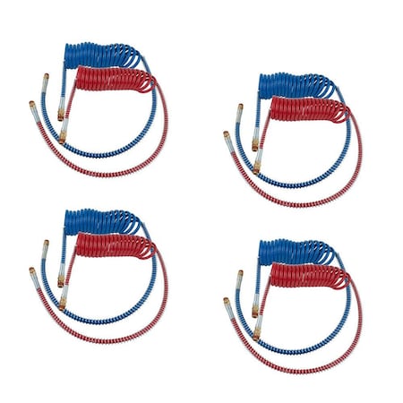 Mytee Products 4Pcs Air Brake Hose Assembly -15 ftw/40 in Pigtails End Air Line Kit for Semi Truck, 4PK MP-ABCA-17215-040x4