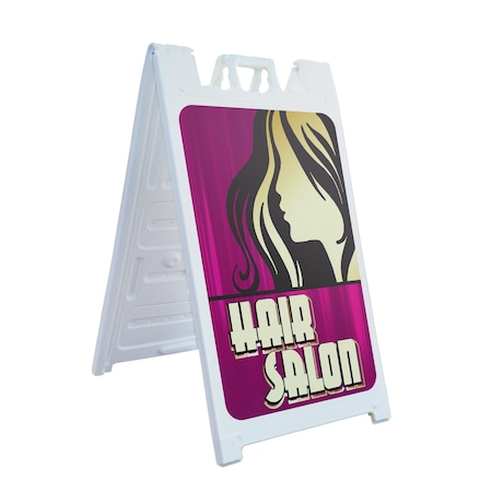 Signmission Hair Salon, A-Frame & 2 Sign Inserts, Heavy-Duty Plastic Frame SBHD-C-2436-30384