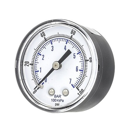 Zoro Select Pressure Gauge, 1/4 in NPT, Center Back Location SEP-102D-204E