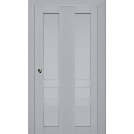 Sartodoors Sliding Closet Bi-fold Doors Grey Solid Core Modern Interior VEREGIO7411BF-GRE-64 x 96 (2* 32x96)