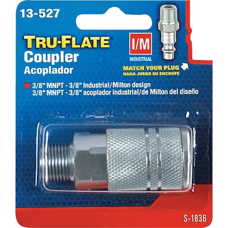 Tru-Flate Industrial/Milton Series Push-to-Connect 3/8'' MNPT Coupler 13-527