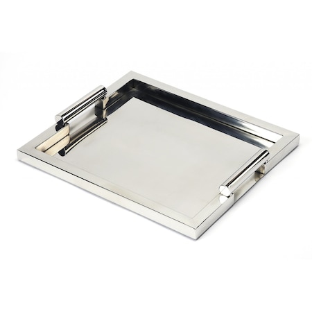 Homeroots 18in Silver Stainless Steel Serving Tray 388899