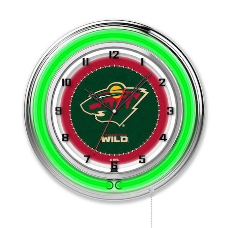Holland Bar Stool Co Minnesota Wild Double Neon 19" Clock, NHL Clk19MinWld