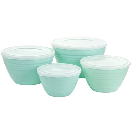 Martha Stewart 8 Piece Plastic Bowl Set with Lids in Turquoise 131108.08