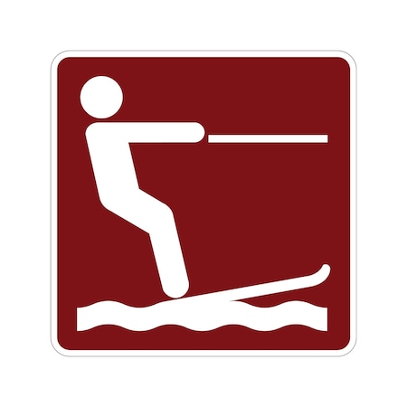 Sign Solutions Usa Waterskiing (Symbol), 24 in W x Square, Aluminum Sign DUS06DWT2424RS-058
