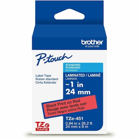 Brother Label/Ribbon Cartridge, Red, Gloss, 1 in W TZE451G