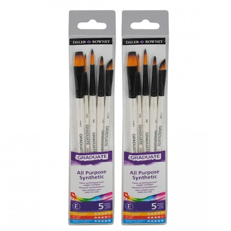 Daler-Rowney Graduate Watercolor Detail Brush Set, Synthetic, 5-Piece Set, 2PK D212550006
