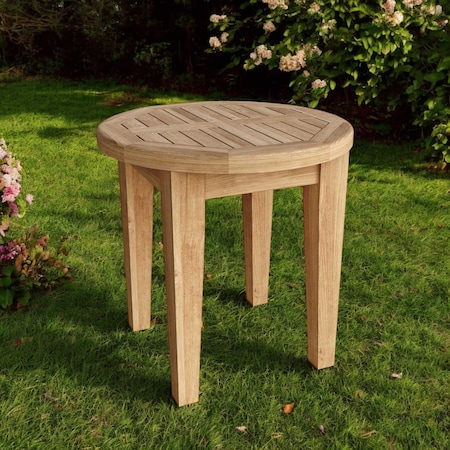 Homeroots 20" Natural Rounded Solid Wood Outdoor Side Table 554932