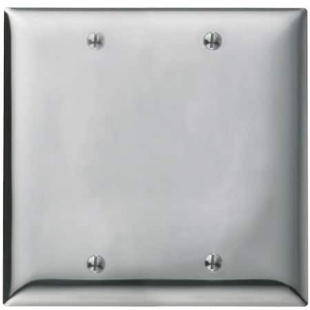 Hubbell Wiring Device-Kellems Blank Wall Plates, Number of Gangs: 2 Stainless Steel, Chrome Finish SCH23