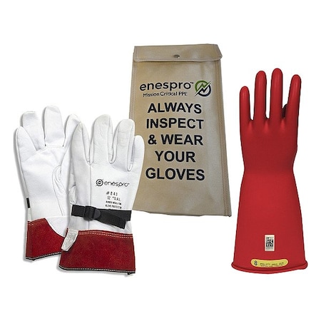 National Safety Apparel Electrical Glove Kit, Leather, Rubber, Red, 10 KITGC2R10