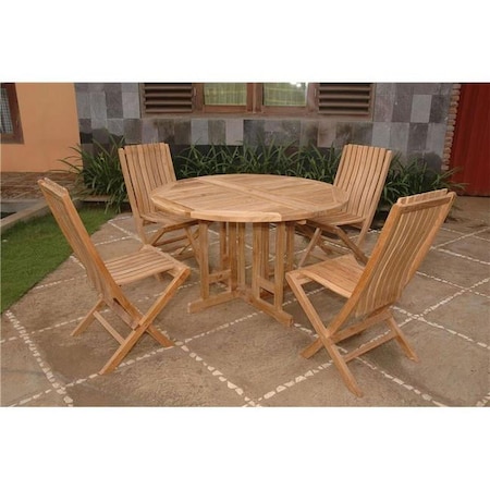 Anderson Teak 47 in. Round Butterfly Folding Table Set-34