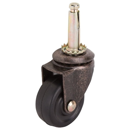 Prosource Swivel Caster, 1-5/8 in Dia Wheel, 1-5/8 in W Wheel, Rubber Wheel, Black, 70 lb JC-D04-PS