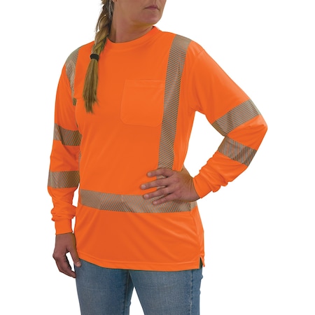 Ergodyne XL Orange Class 3 Hi-Vis Long Sleeve Shirt Womens 8387