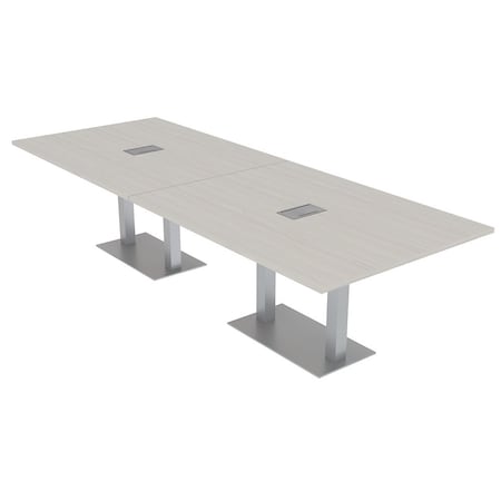 Skutchi Designs Rectangle Conference Table With Power Unit, 48 in W, 120 in L, Ivory HAR-REC-48X120-DOU-K458-ESIL