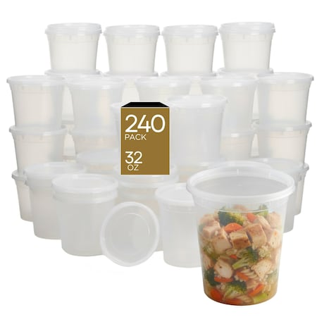 Eco Harmony Products Heavy Duty Deli Container, Clear Plastic, 32oz, 240PK 804525