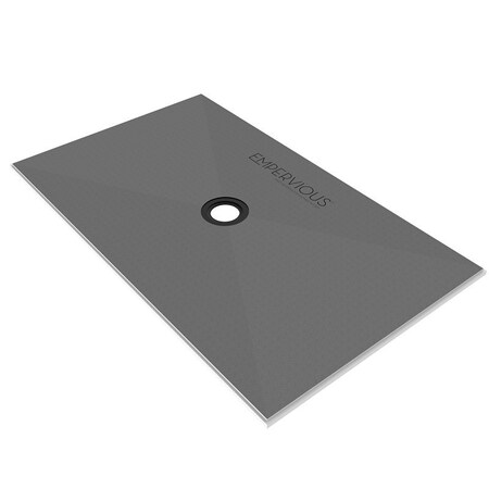 Emser Tile Empervious Series Shower Pan With Drain, 60 in L, 36 in W, 1 in H, Fiberglass/XPS Foam ZGBSP3660