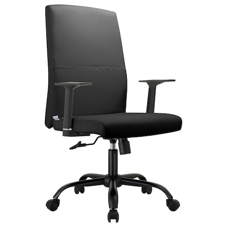 Leisuremod Evander Office Chair in Upholstered Leather & Iron Frame, Adjustable Height, Swivel & Tilt, Black EO19BLL