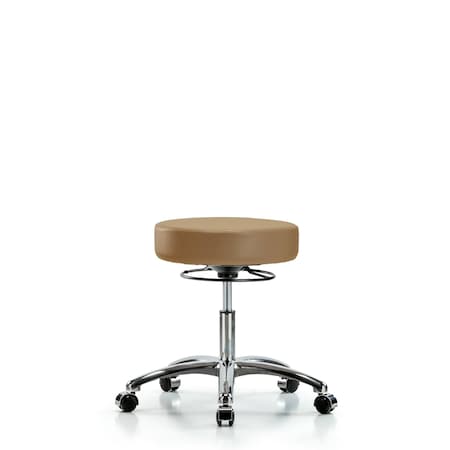 Blue Ridge Ergonomics Desk Stool, Vinyl, Chrome, Casters, Taupe BR-VDHSO-CR-CC-8584