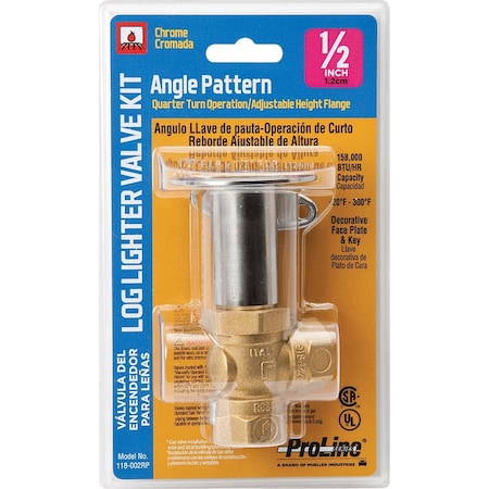 Proline Series ProLine Angle Pattern 98000 BTU Chrome Plated Brass Log Lighter Gas Valve 118-002RP