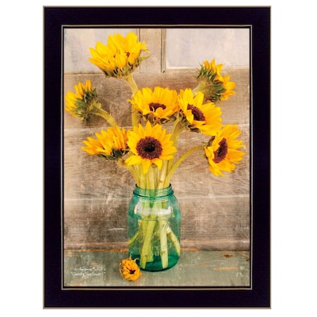Homeroots Country Sunflowers 1 Black Framed Print Wall Art 416079