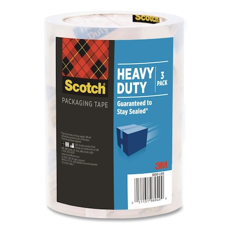 Scotch Heavy-Duty Packaging Tape 3850, 3" Core, 1.88" x 38.2 yds, Clear, 3PK 3850S-LR3