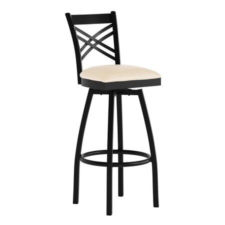 Flash Furniture HERCULES Black inX in Back Swivel Metal Barstool - Tan Vinyl Seat XU-6F8B-XSWVL-TNV-GG