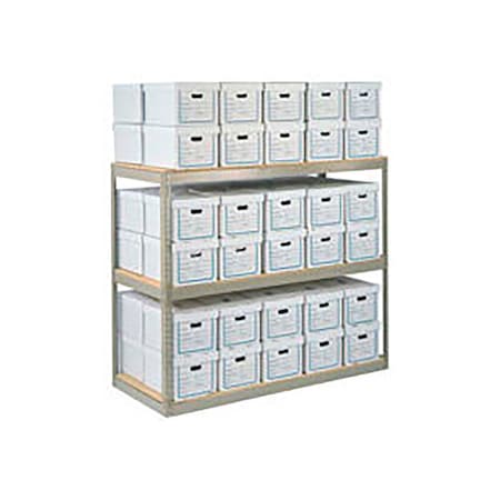 Global Industrial Record Storage Rack With Boxes 72"W x 30"D x 60"H - Gray F2215