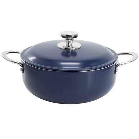 Oster Cartagena 3.8 Quart Nonstick Aluminum Caldero with Lid in Dark Blue 143698.02