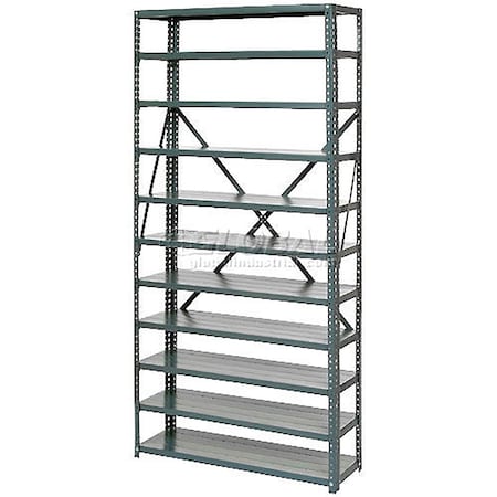 Global Industrial 10 Shelf, Open Steel Shelving, 36"W x 18"D x 73"H, Starter, 20 GA, Gray 239603