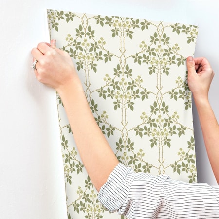 A-Street Prints Blackberry Chartreuse Vine Trellis Wallpaper 4171-82053