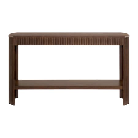 Alaterre Furniture Fluted Solid Wood Console Table 56 in Modern Entryway Table with Storage Shelf AFTBL-006
