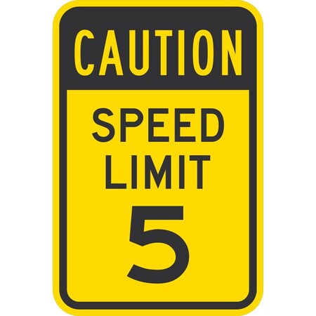 Lyle Caution Speed Limit 5 MPH, 12x18, Non-Reflective, Yellow G-4903-NA_12x18