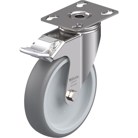 Zoro Select Swivel Plate Caster, Therm Rubber, 5 in, 264 lb LKPXA-TPA 126G-FI